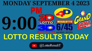 Today Lotto Result  9pm Monday 4 September 2023 [Complete Details]