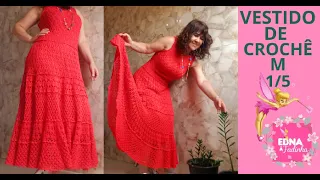 VESTIDO DE CROCHÊ  VERMELHO PAIXÃO TAMANHO M PARTE-1/5