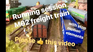 Running session 29-8-2020 - M62 SZD & RZD freight train (with stop motion moments)