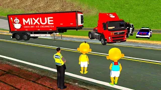 Upin & ipin Senang , Papa Polisi temukan Mobil Truk Tronton Panjang MIXUE penuh Es krim 😍 Dunia Oyya