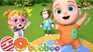 Play Safety on the Trampoline | Five Little Monkeys + More Nursery Rhymes & Kids Songs - GoBooBoo