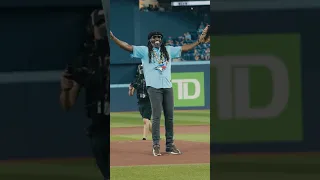 The Universe Boss - Chris Gayle - throws out the first pitch on Cricket Day in Toronto! #NextLevel