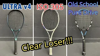 Wilson Ultra 100 v4 vs Technifibre ISO 305 vs Pure Drive Which one FEELS BEST | Tennis racket review