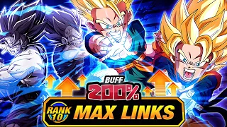 200% LEADER SKILL BUFF! LEVEL 10 LINKS 100% RAINBOW STAR PHY TRUNKS & GOTEN! (DBZ: Dokkan Battle)