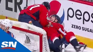 Hendrix Lapierre Nets First NHL Goal And Crashes Into The Boards