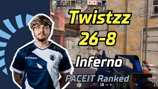 Twistzz (26-8) w/YEKINDAR VOICE COMMS (Inferno) | FACEIT Ranked | Apr 28, 2024 #cs2 #pov