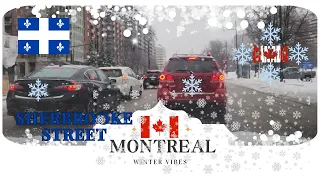 Driving in Montreal (4K) 🇨🇦 Sherbrooke Street 🇨🇦 Canada 🇨🇦 #p2❄️Snowy day❄️ #winter #snowfall #2024