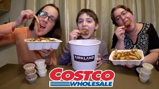 Costco Chicken Wings Bucket And Poutine | Gay Family Mukbang (먹방) - Eating Show