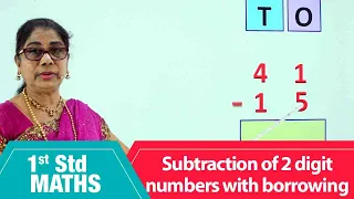 1st Std Maths | Subtraction of 2 digit numbers with borrowing /Class -1 /Maths for beginners Part-78