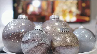 DIY GLITTER CHRISTMAS ORNAMENTS | Dollar Tree | DECOR 2020