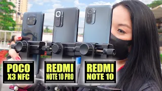 Poco X3 NFC vs Redmi Note 10 Pro vs Redmi note 10 camera teste comparacao review unbox