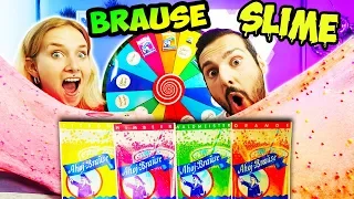 AHOJ BRAUSE SLIME EXPERIMENT CHALLENGE Nina & Kaan tun Brausepulver in Schleim - Glücksrad bestimmt!