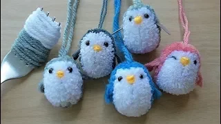 ทำตุ๊กตาปอมปอม-เพนกวินมุ้งมิ้ง : How to Make A LittlePenguin PomPom