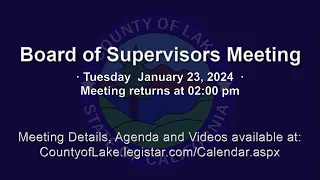 County of Lake Board of Supervisors Meeting · Tuesday 01/23/2023