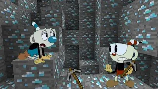 Cuphead and Mugman find diamonds in Minecraft