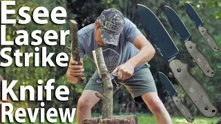 Esee Laser Strike Fixed Blade Knife Review.  Plus serious bushcrafting and batoning demo.