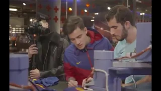 coutinho first day at Barca and reaction