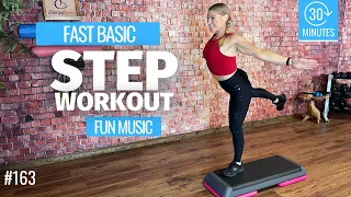 30 Minute FAST BASIC STEP AEROBICS CARDIO WORKOUT 140 BPM  #163