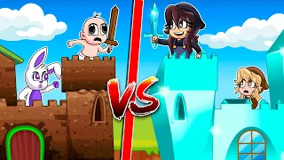 ¡CASTILLO DE TIERRA VS CASTILLO DE DIAMANTE! 🏰😱 RETO DE CASTILLOS: BEBE NOOB VS BEBENOOBSI MINECRAFT