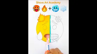 Hot🔥+ Cold❄️||Emoji mixing|| Satisfying art|| My art vs Farjana drawing Academy😍#shorts #creative