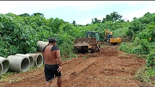 SHANTUI BULDUZER finishing road widening nice 👍 heavy rain is coming