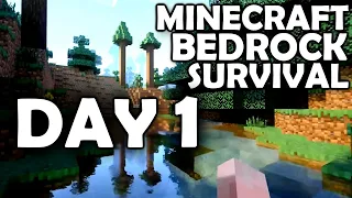 Minecraft Bedrock Survival part 1 | Minecraft Windows 10 RTX (DAY 1) | BASEMENT