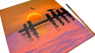 Sunset painting/ Acrylic Painting /step by step