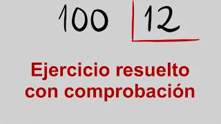 DIVISIÓN RESUELTA de 2 CIFRAS 100 entre 12