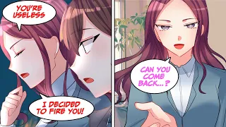 ［Manga dub］My cold boss was gonna fired me but she begged me to go back after she saw my...
