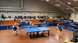 A good rally in a match between Miikka O'Connor  and Jani Jormanainen (30.10.2016)