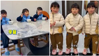 the cutest triplets 🥰 the father of the triplets is busy all the time