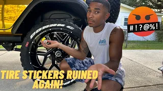 SICK & TIRED Of Repairing My Tire Stickers! *Crazy Driver Sideswipes Me In Traffic*