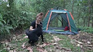 Solo Bushcraft & Camping Free Make Shelter in the banana forest - Alone LIVING OFF GRID - free life