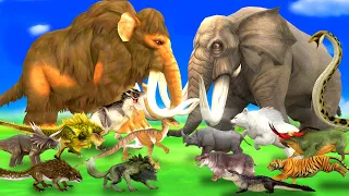 Prehistoric Mammals VS Modern Mammals Fight Woolly Mammoth Vs African Elephant Animal Revolt Battle