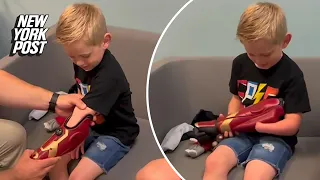 Boy, 5, who was born without left hand ‘glowing’ after receiving ‘Iron Man’ bionic arm