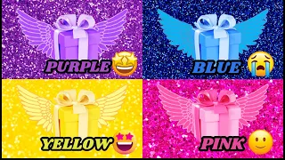 Choose Your Gift 🎁🌈blue,pink,yellow and purple#4giftbox #pickonekickone #giftboxchallenge