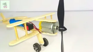 How to Make A Plane With DC Motor - Toy Plane With Popsicle Stick DIY