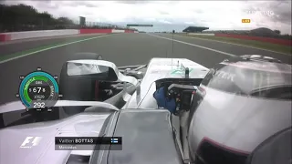 F1 2017 Bottas vs Vettel Chasing and Battle - Race Onboard - British Grand Prix | With Telemetry