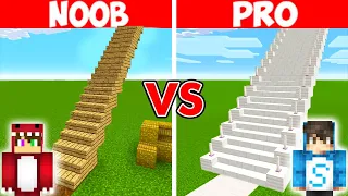 Minecraft NOOB vs PRO: RETO de la ESCALERA más LARGA de MINECRAFT 😰☢️ROLEPLAY con SILVIO Y RAPTOR