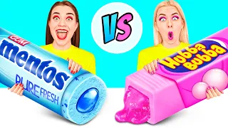 Rosa Essen vs Blaues Essen Farb Challenge | Lustige Situationen von BooBoom Challenge