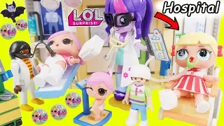 LOL Surprise Dolls Lil Sisters visit Playmobil Baby Doctor