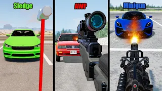Destroy Сars with Various Weapons and Tools - Beamng drive
