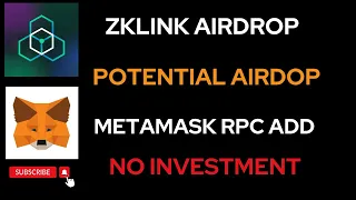 Zklink Testnet Airdrop | Earn $100 | Metamask RPC Tutorial | Crypto Airdrop | No Investment