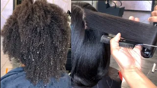 Silk Press and trim on 4B hair | Natural hair silk press