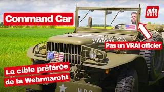 Au volant de la Command Car, la voiture des officiers du Débarquement