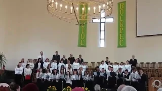 Пение на утреннем праздничном служении 16 04 2017 года  Пасха  Молодежь