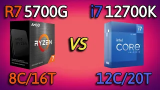 I7 12700K vs R7 5700G - benchmarks and test in 6 games
