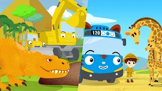 Learn Dinosaurs & Animals with Tayo! | Go! Heavy Machinesaurus | Safari Bus Tayo | Heavy Vehicles