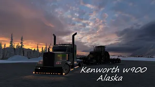 American Truck Simulator 2021 4K Updated Kenworth W900 Snowy Alaska Lowboy Tractor Haul 1.41