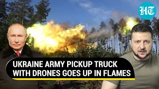 Russians target Ukraine Army pickup truck loaded with drones in the Maryinsky direction | Details
